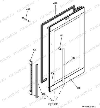 Взрыв-схема холодильника Electrolux EK17012RE - Схема узла Door 003